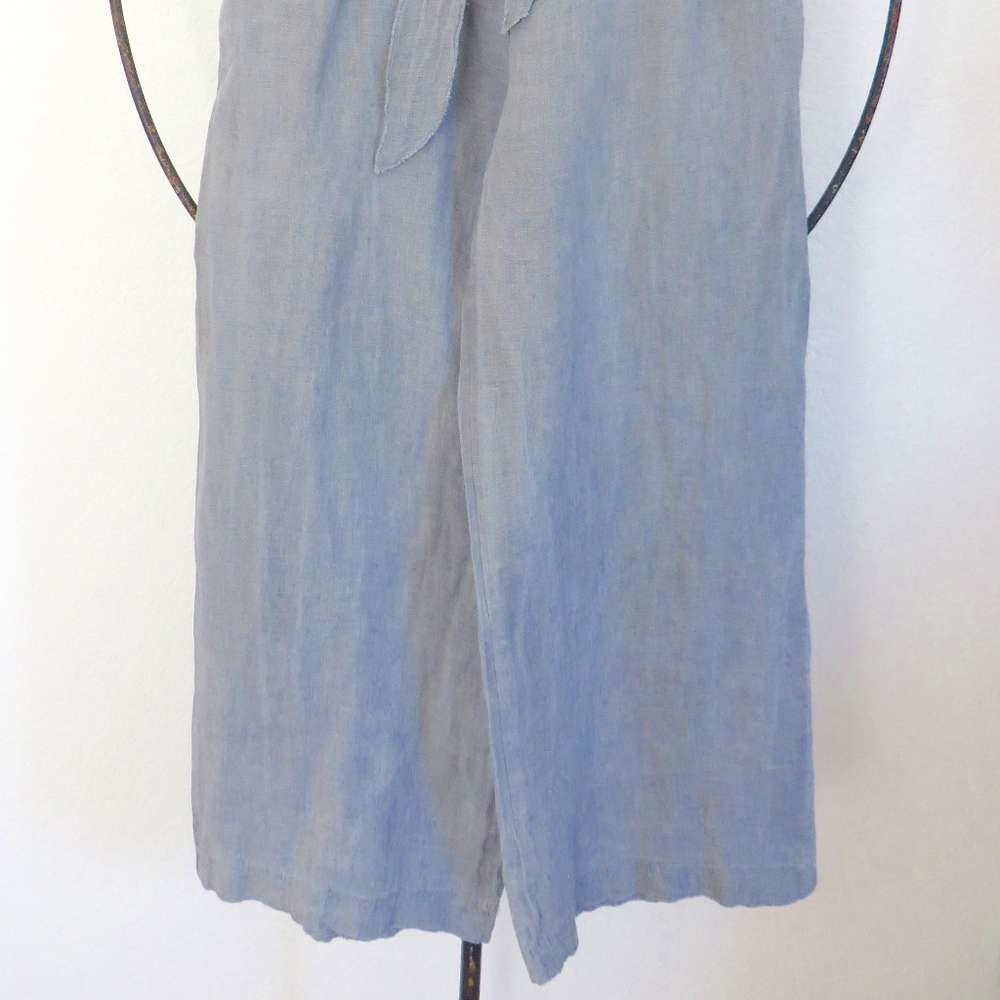 Grey Wide Leg Linen Pants - Picture 2 of 6